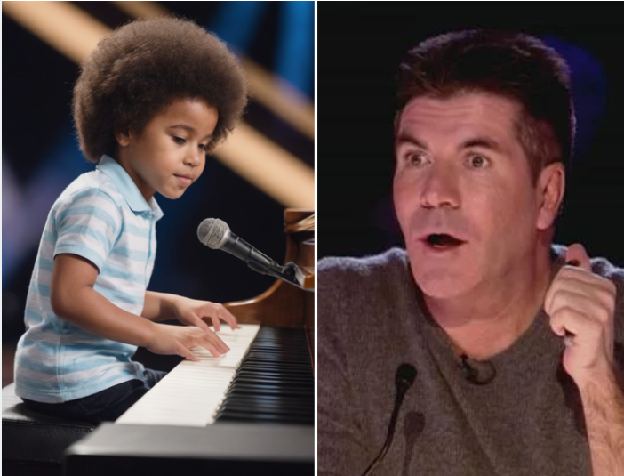 9-year-old boy wow the judges with his sweet voice by singing his original song. 🥰 😘Simon Cowell was stunned by his cuteness. Watch his beautiful performance below🤩⬇️