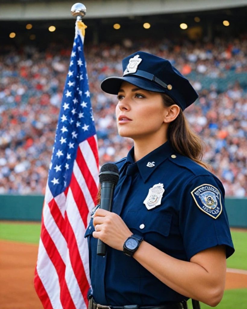 Officer Tanya Keplinger’s stuns the stadium with her National Anthem performance